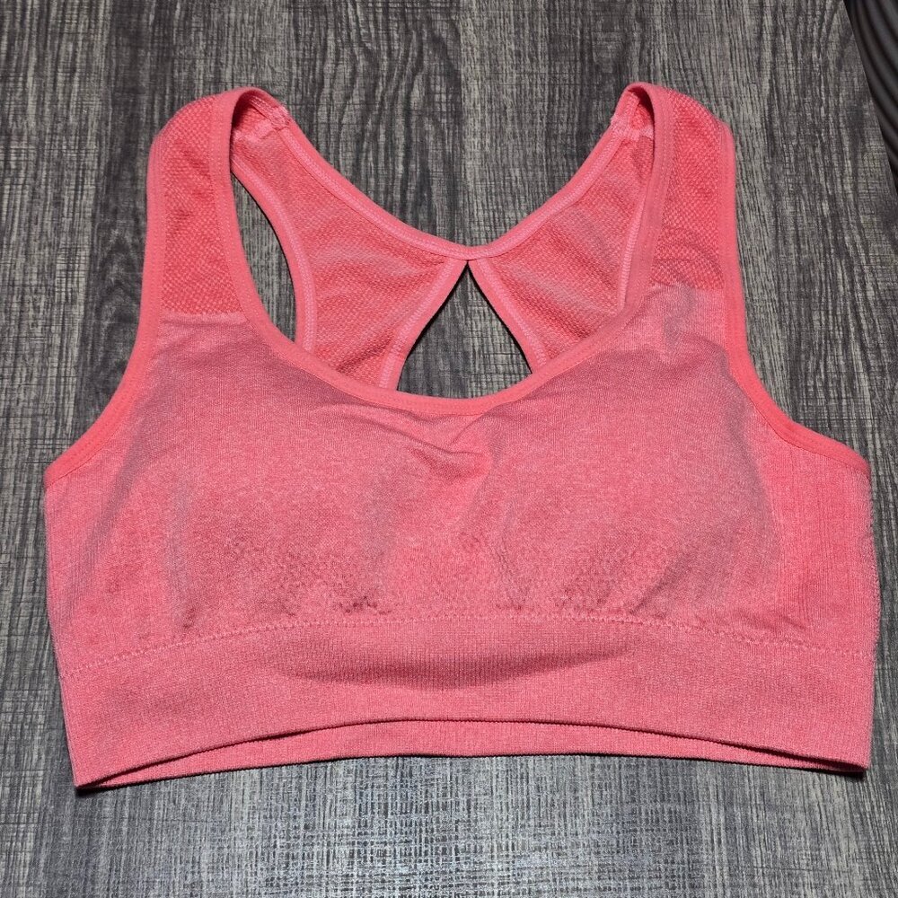 Padded Seamless Sports Bra Yoga Top Comfy Crop Athletic Gym CutoutBack Brand New